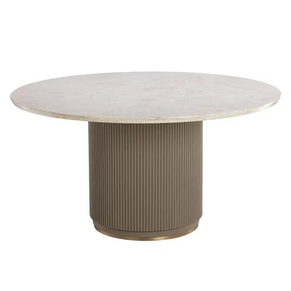 Cataldi Dining Table 59" Marble Top With Gold Trim