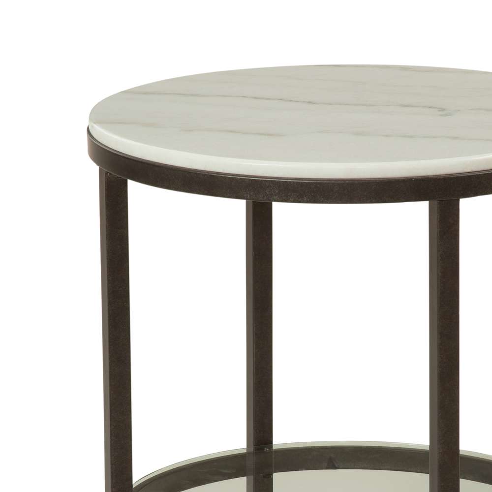Bassett Mirror Whitman Marble Top Round End Table