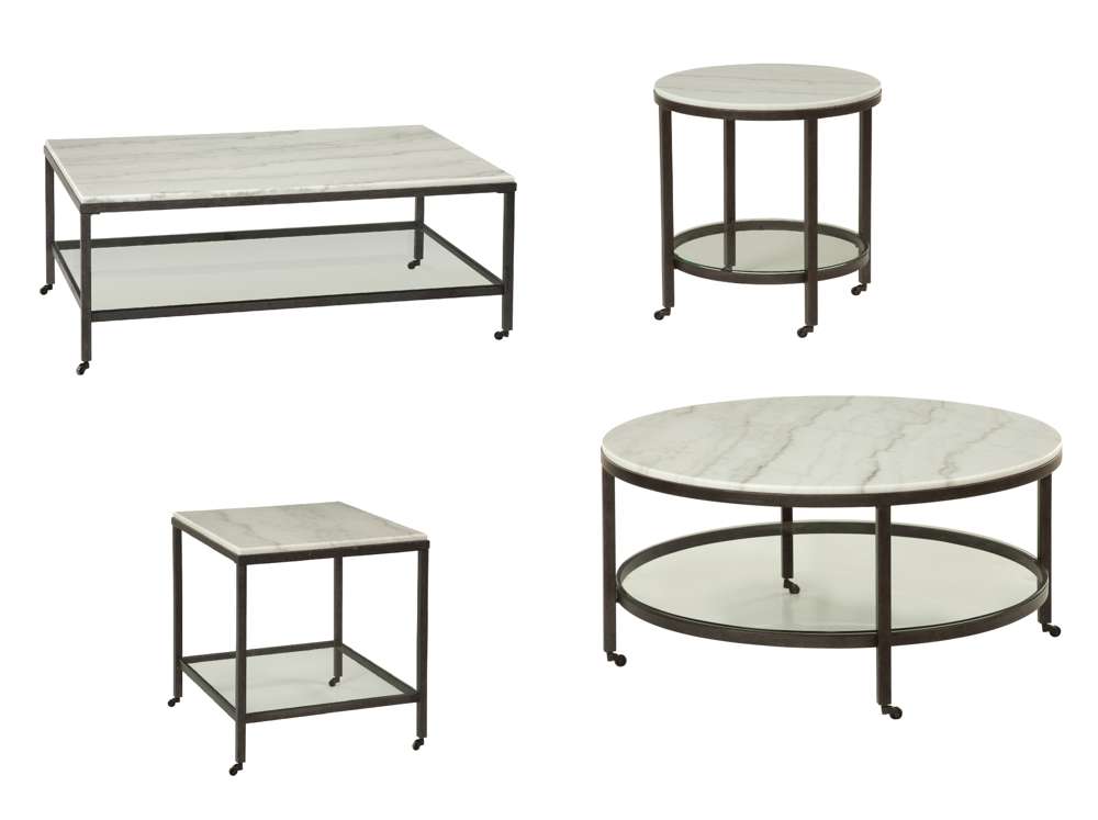 Bassett Mirror Whitman Marble Top Round End Table