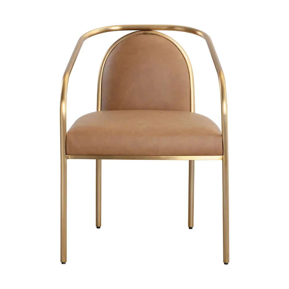 Cicero Dining Armchair Faux Leather With Gold Frame