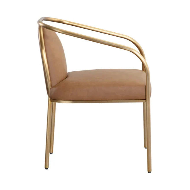 Cicero Dining Armchair Faux Leather With Gold Frame