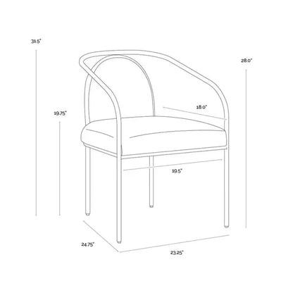 Cicero Leather Upholstered Outdoor Dining Armchair