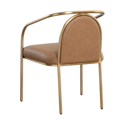 Cicero Dining Armchair Faux Leather With Gold Frame