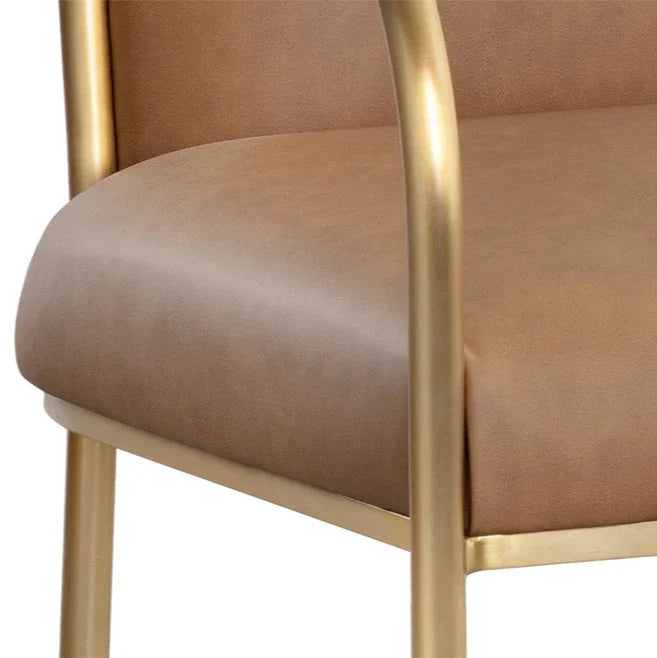 Cicero Dining Armchair Faux Leather With Gold Frame