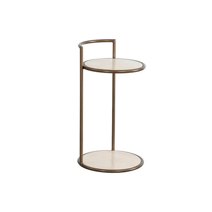 Parga Steel Framed Concrete Outdoor Round End Table