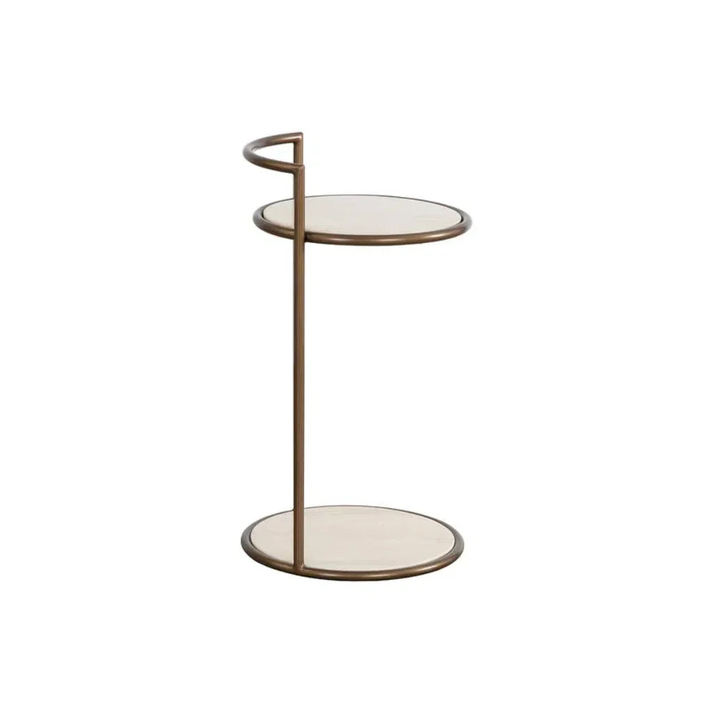 Parga Steel Framed Concrete Outdoor Round End Table