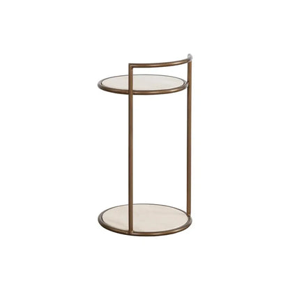 Parga Steel Framed Concrete Outdoor Round End Table