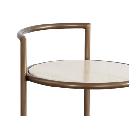 Parga Steel Framed Concrete Outdoor Round End Table