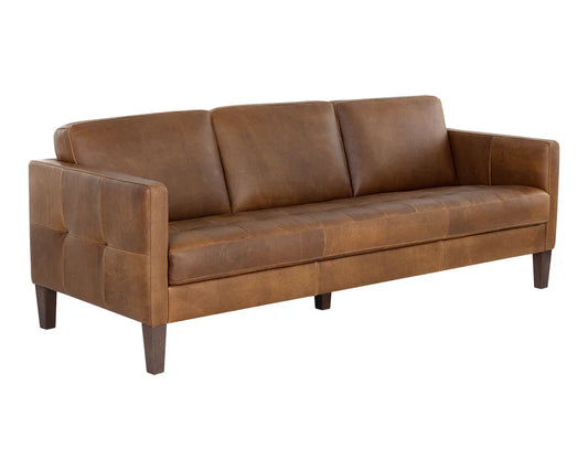 Karmelo Sofa Cognac Leather Mid-Century Design