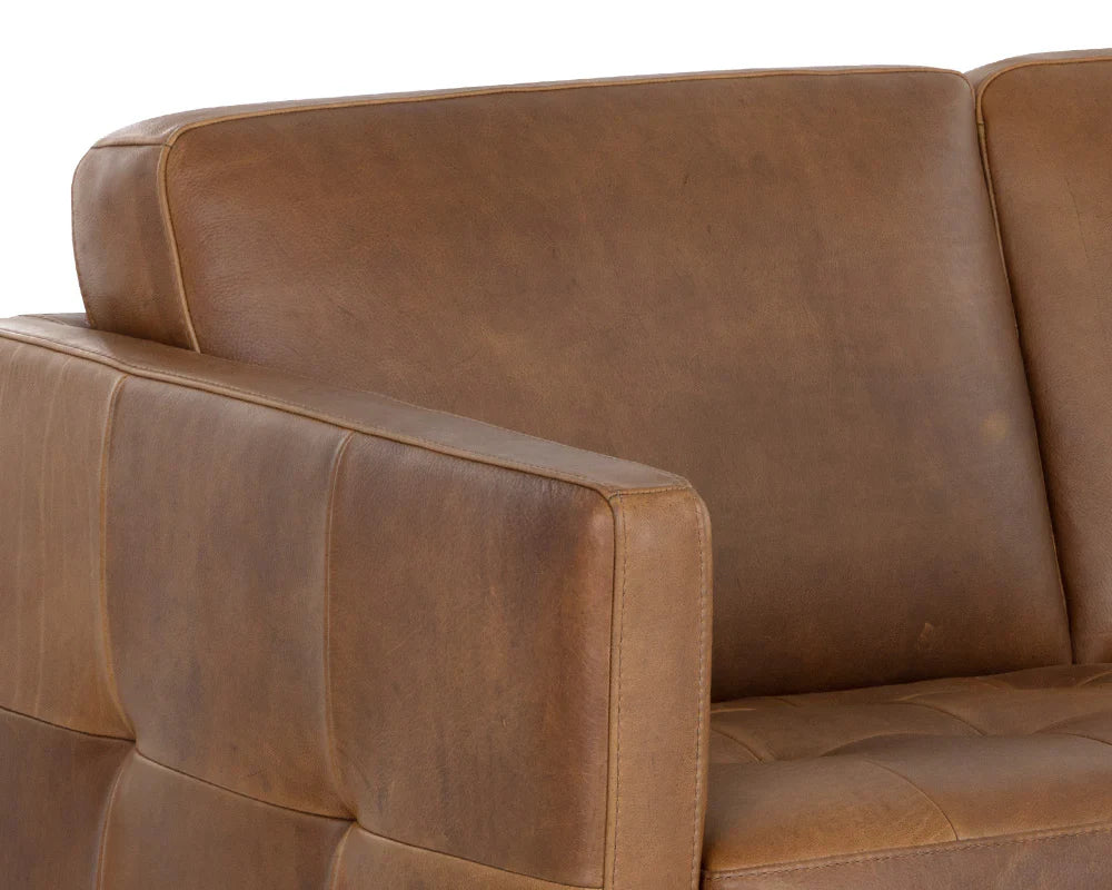 Karmelo Sofa Cognac Leather Mid-Century Design