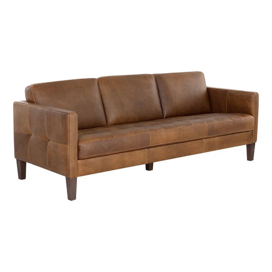 Karmelo Sofa Cognac Leather Mid-Century Design