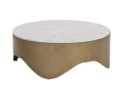 Guinevere White Marble Topped Round Coffee Table