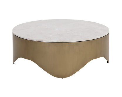 Guinevere White Marble Topped Round Coffee Table