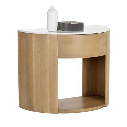 Stella Marble Topped Wooden Nightstand