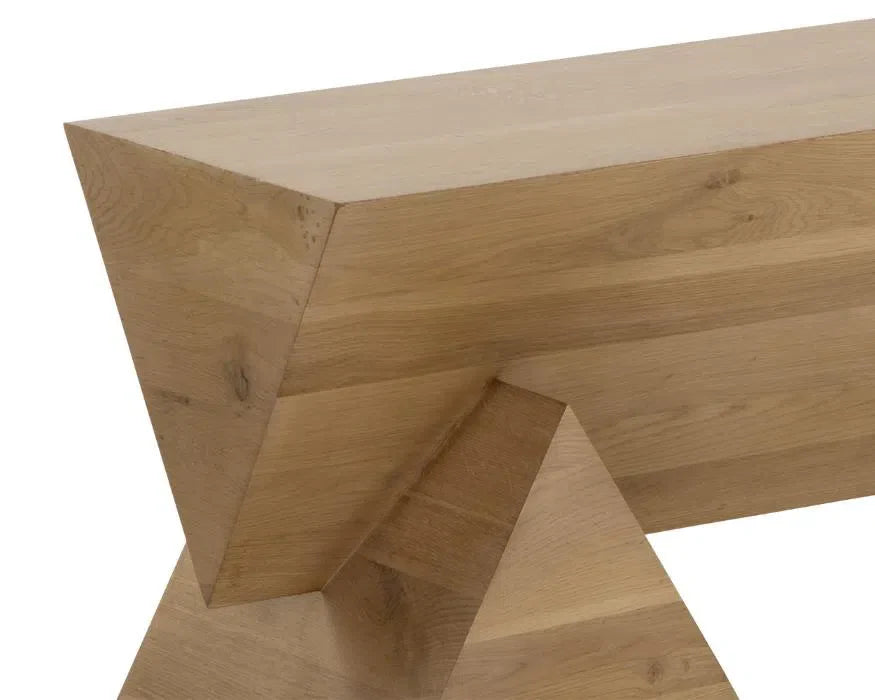 Gregor Unique Angular Framed Wooden Backless Bench