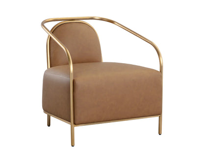 Cicero Lounge Chair Faux Leather Gold Frame Modern Design