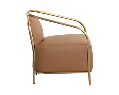 Cicero Lounge Chair Faux Leather Gold Frame Modern Design