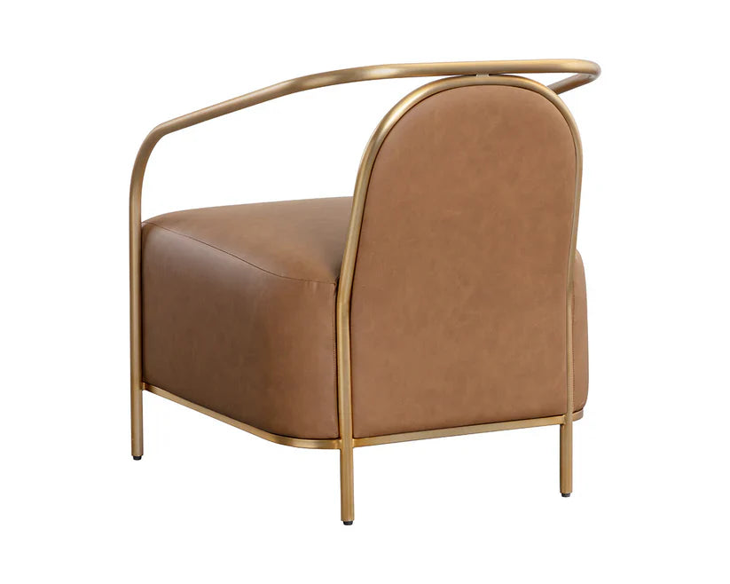 Cicero Lounge Chair Faux Leather Gold Frame Modern Design