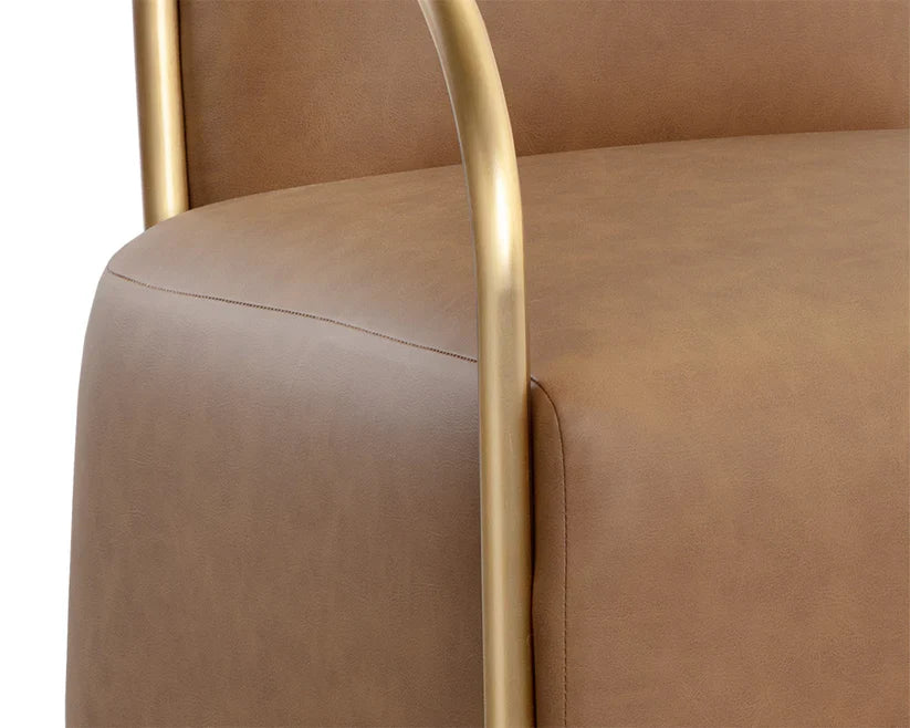 Cicero Lounge Chair Faux Leather Gold Frame Modern Design