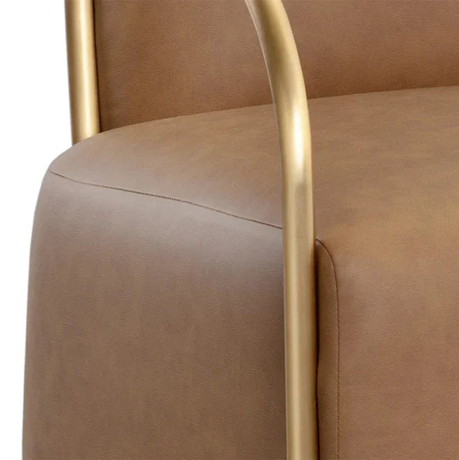 Cicero Lounge Chair Faux Leather Gold Frame Modern Design