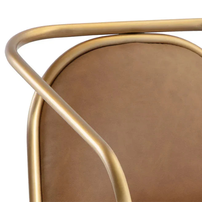 Cicero Lounge Chair Faux Leather Gold Frame Modern Design