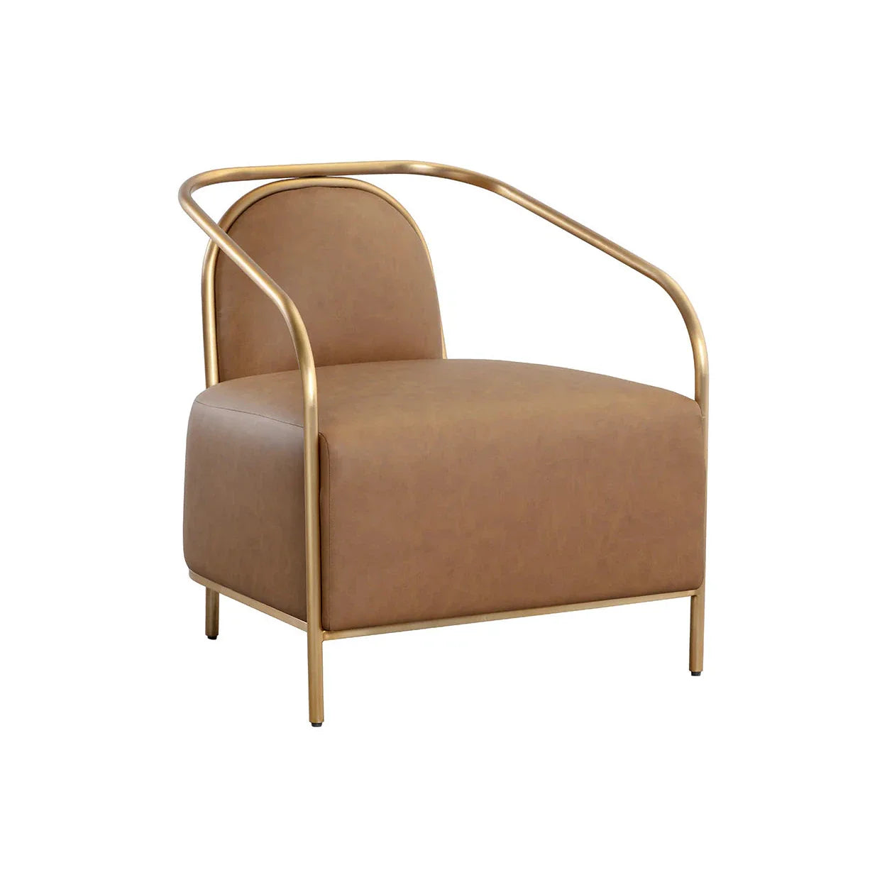 Cicero Lounge Chair Faux Leather Gold Frame Modern Design