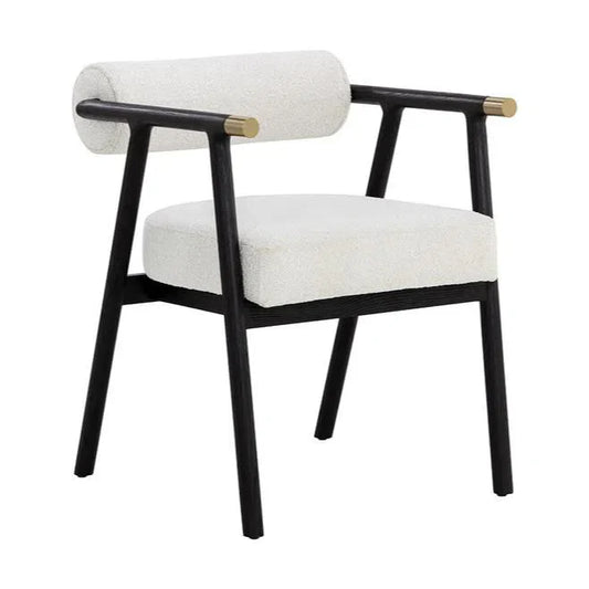 Sova Dining Armchair Modern White Boucle With Oak Frame