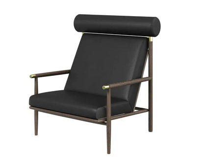 SUNPAN Biko Lounge Chair Black Leather With Solid