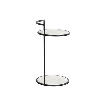 Parga Steel Framed Concrete Outdoor Round End Table