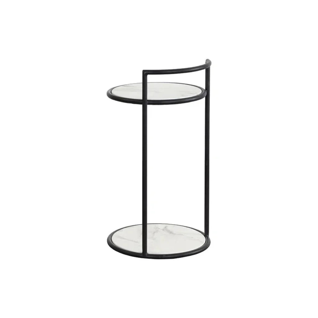 Parga Steel Framed Concrete Outdoor Round End Table