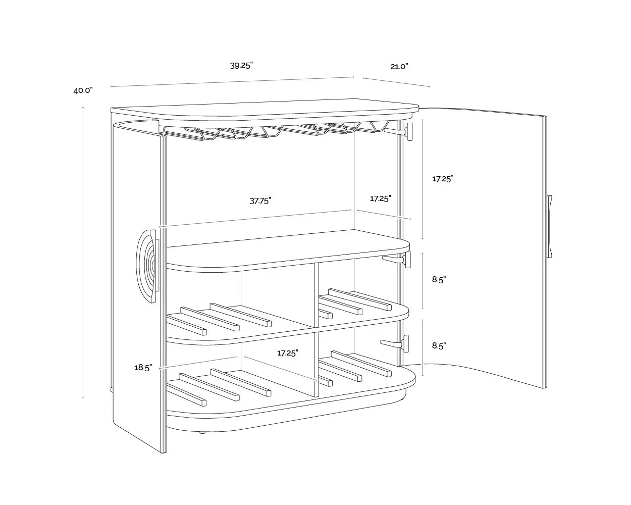 Dresden Leather Upholstered Bar Cabinet