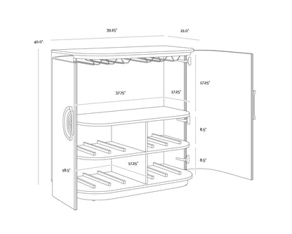 Dresden Leather Upholstered Bar Cabinet