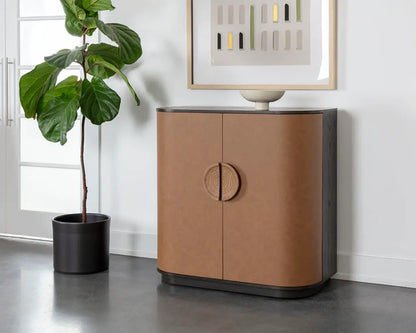 Dresden Leather Upholstered Bar Cabinet