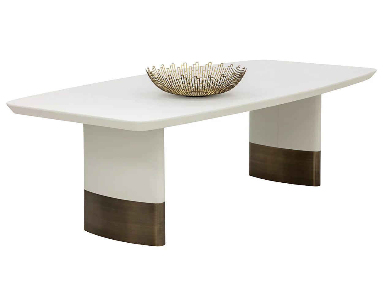 SUNPAN Calida Dining Table 98" Cream Faux Leather