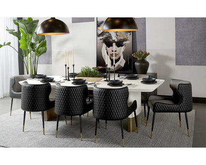 SUNPAN Calida Dining Table 98" Cream Faux Leather
