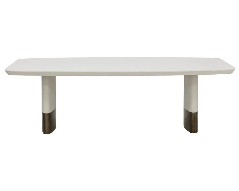 SUNPAN Calida Dining Table 98" Cream Faux Leather