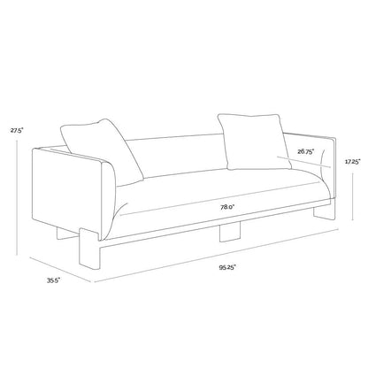 SUNPAN Anwa Sofa - Polo Club Muslin Solid Wood Legs