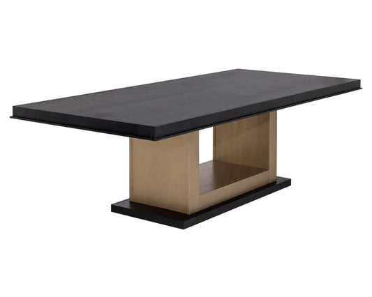 Judson Dining Table Modern Black Wood With Brass Finish