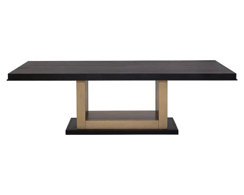 Judson Dining Table Modern Black Wood With Brass Finish