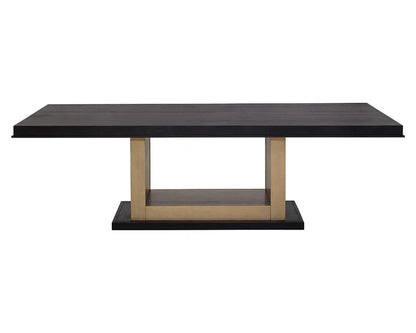 Judson Dining Table Modern Black Wood With Brass Finish