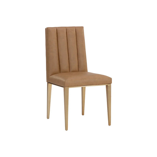 Wilbur Dining Chair Milliken Cognac Faux Leather