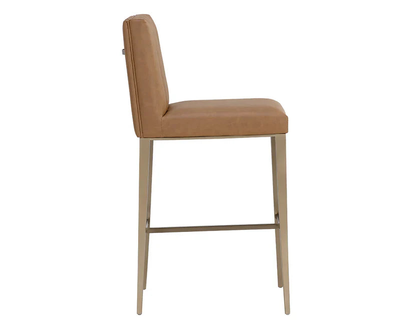 Wilbur Barstool Milliken Cognac Modern Faux Leather Seating