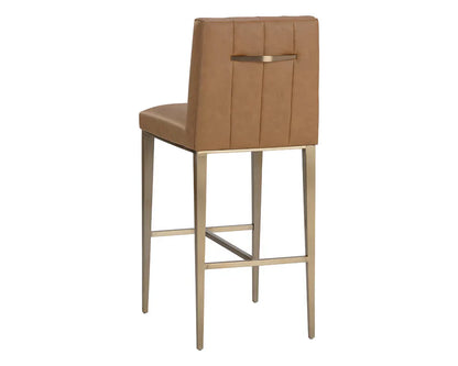 Wilbur Barstool Milliken Cognac Modern Faux Leather Seating