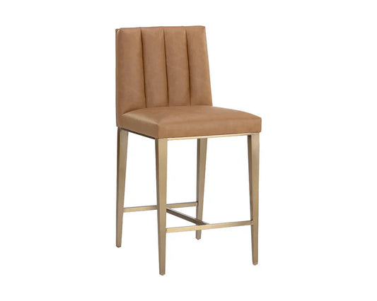 Wilbur Counter Stool Milliken Cognac With Brass Legs