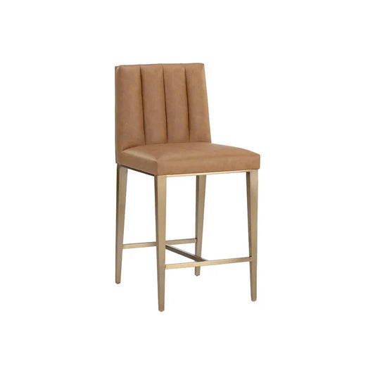 Wilbur Counter Stool Milliken Cognac With Brass Legs