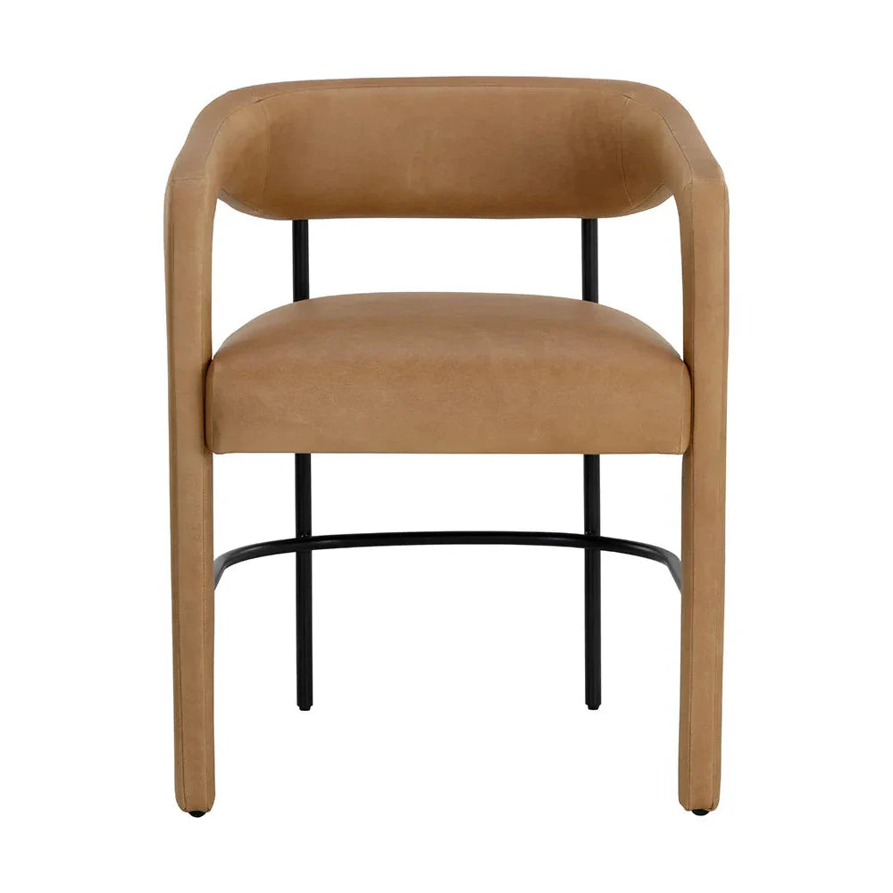 Mavia Dining Armchair Modern Sesame Leather Chair