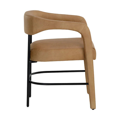 Mavia Dining Armchair Modern Sesame Leather Chair