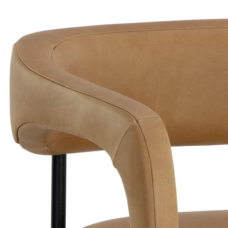 Mavia Dining Armchair Modern Sesame Leather Chair