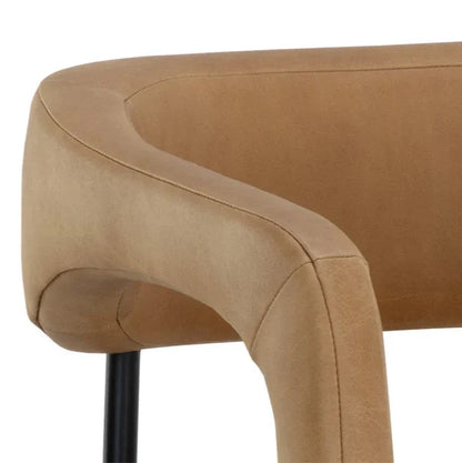 Mavia Counter Stool Modern Sesame Leather Iron Legs