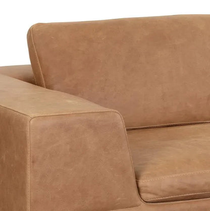 Ira Sofa Camel Leather Modern With Gold Base